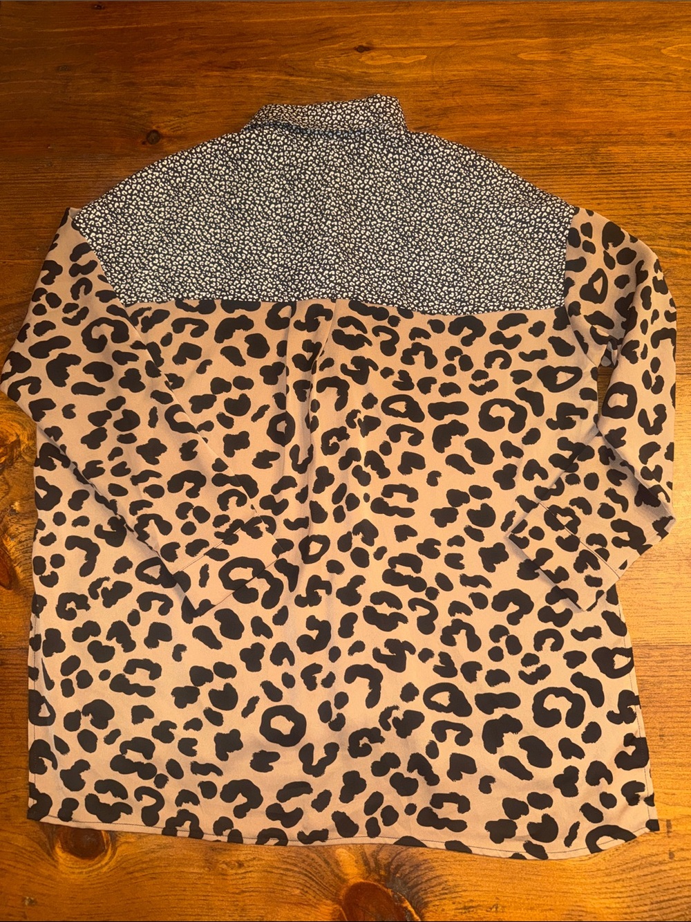 Leopard Print Button-Up Blouse in Tan and Black - Picture 5 of 10